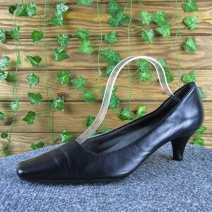 Aerosoles Women's 10 Cheerful Black Leather Pumps Heels Comfort Work Shoes